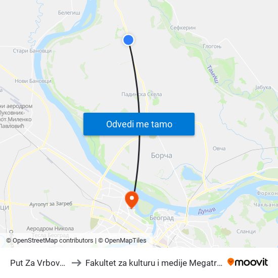 Put Za Vrbovski to Fakultet za kulturu i medije Megatrend map