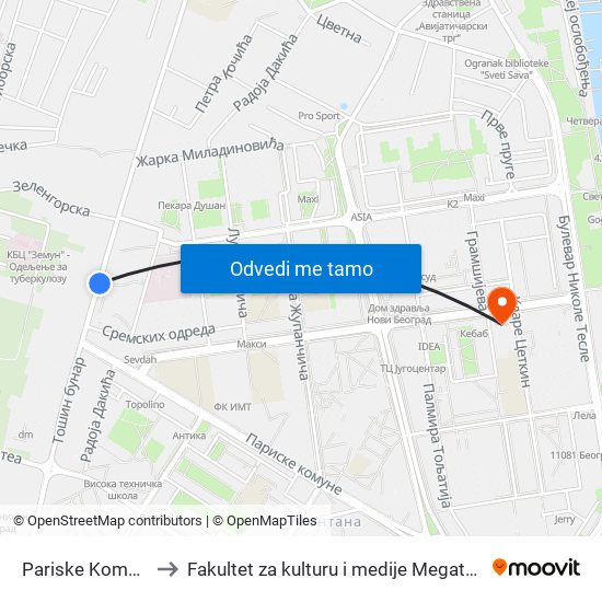 Pariske Komune to Fakultet za kulturu i medije Megatrend map