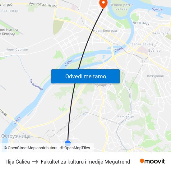 Ilija Čalića to Fakultet za kulturu i medije Megatrend map