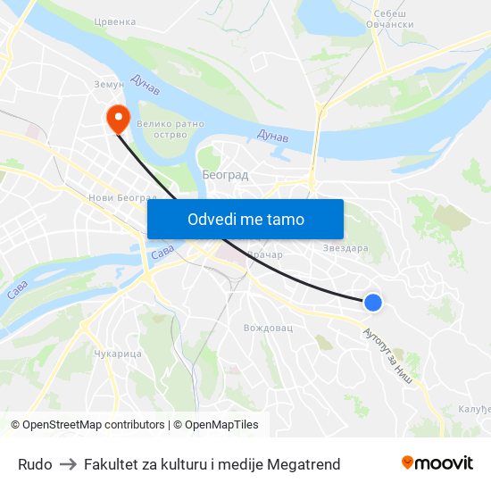 Rudo to Fakultet za kulturu i medije Megatrend map