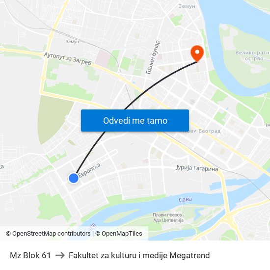 Mz Blok 61 to Fakultet za kulturu i medije Megatrend map