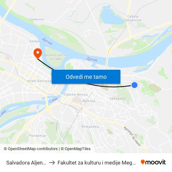 Salvadora Aljendea to Fakultet za kulturu i medije Megatrend map