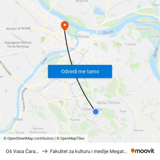 Oš Vasa Čarapić to Fakultet za kulturu i medije Megatrend map