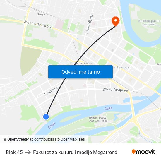 Blok 45 to Fakultet za kulturu i medije Megatrend map