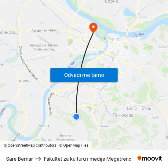 Sare Bernar to Fakultet za kulturu i medije Megatrend map