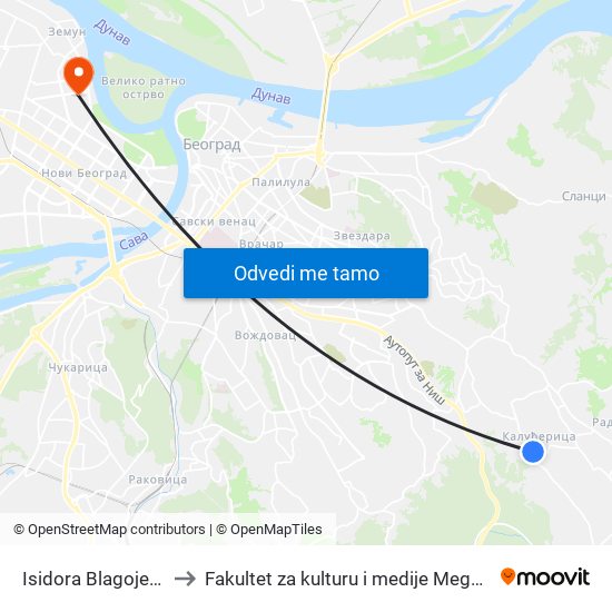 Isidora Blagojevića to Fakultet za kulturu i medije Megatrend map