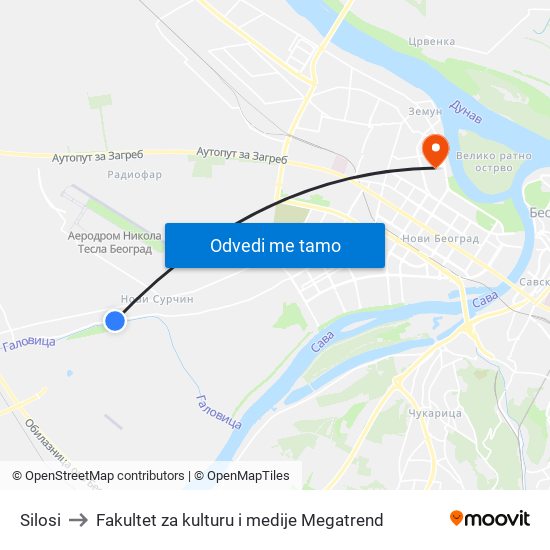 Silosi to Fakultet za kulturu i medije Megatrend map