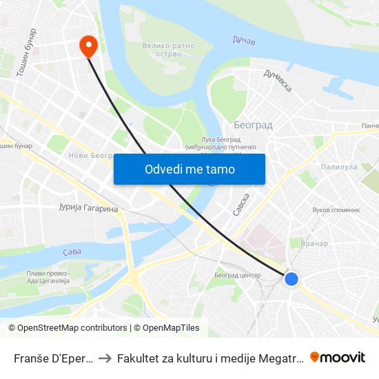 Franše D'Eperea to Fakultet za kulturu i medije Megatrend map