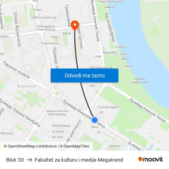 Blok 30 to Fakultet za kulturu i medije Megatrend map