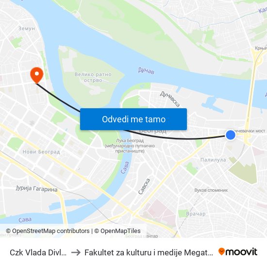 Czk Vlada Divljan to Fakultet za kulturu i medije Megatrend map