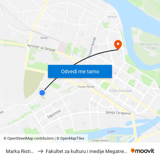 Marka Ristića to Fakultet za kulturu i medije Megatrend map