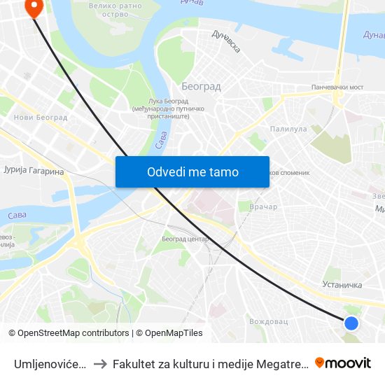 Umljenovićeva to Fakultet za kulturu i medije Megatrend map