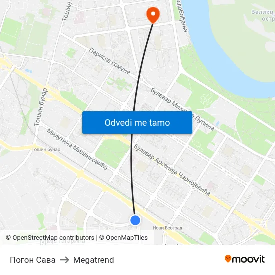 Погон Сава to Megatrend map