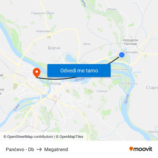 Pančevo - Db to Megatrend map