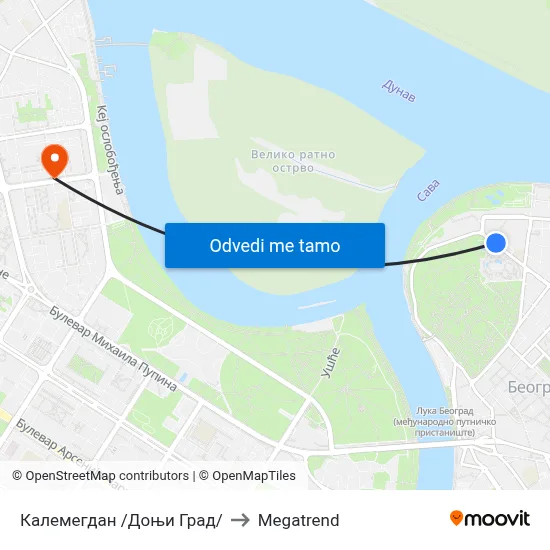 Калемегдан /Доњи Град/ to Megatrend map