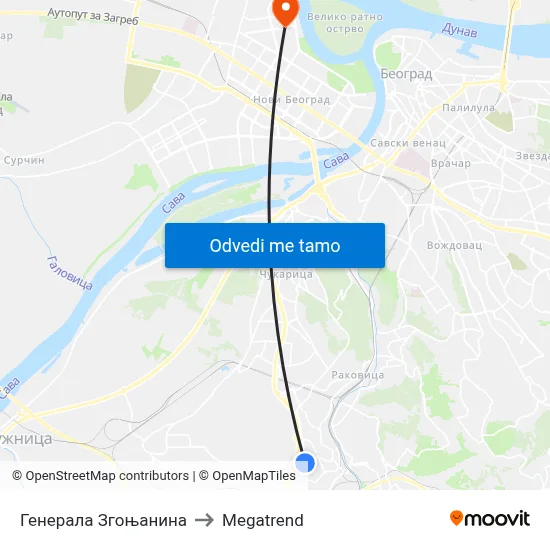 Генерала Згоњанина to Megatrend map