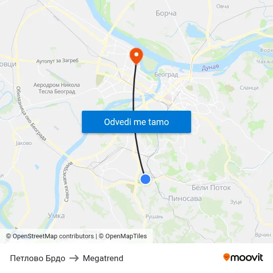 Петлово Брдо to Megatrend map