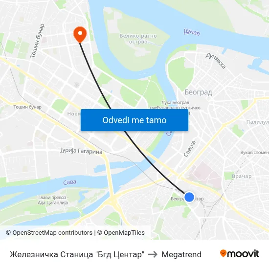 Железничка Станица "Бгд Центар" to Megatrend map