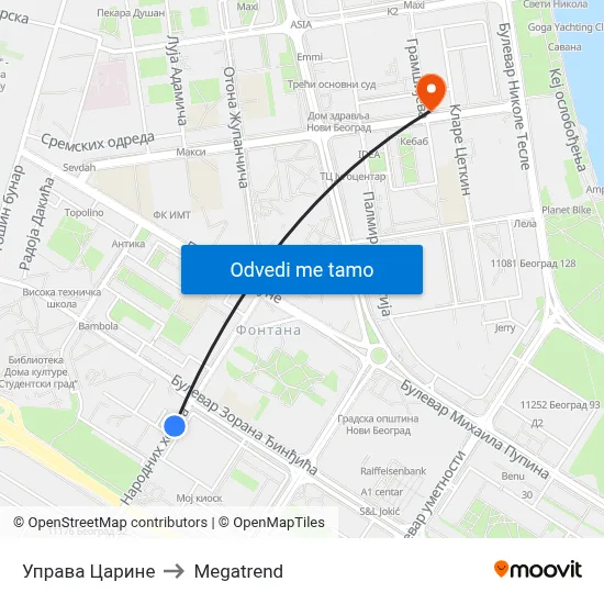 Управа Царине to Megatrend map