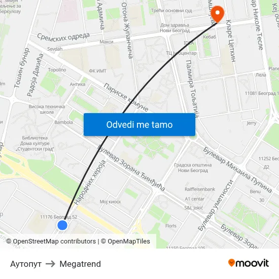 Аутопут to Megatrend map