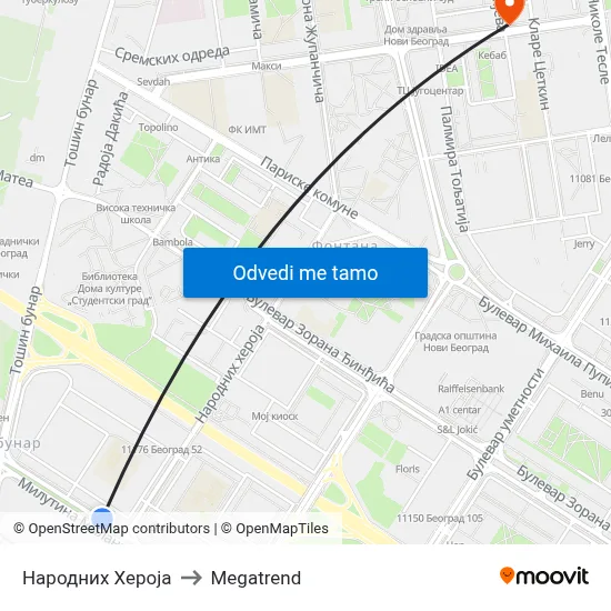 Народних Хероја to Megatrend map