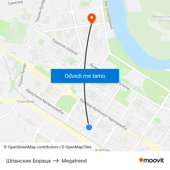 Шпанских Бораца to Megatrend map