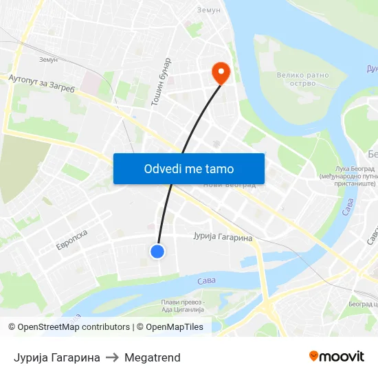 Јурија Гагарина to Megatrend map