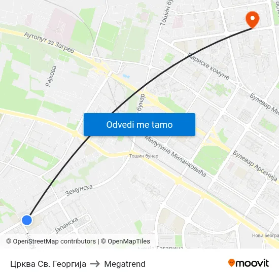 Црква Св. Георгија to Megatrend map