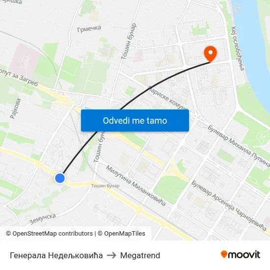 Генерала Недељковића to Megatrend map
