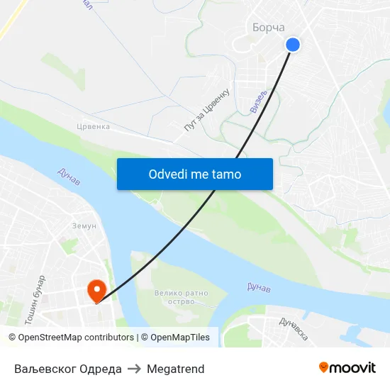 Ваљевског Одреда to Megatrend map