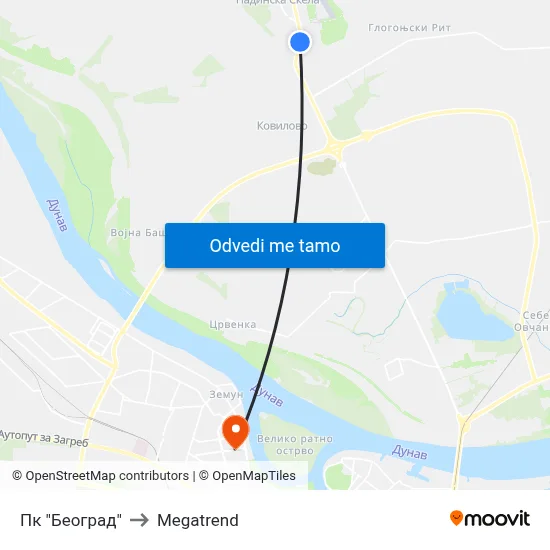 Пк "Београд" to Megatrend map