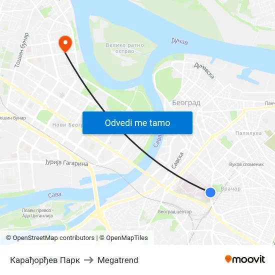 Карађорђев Парк to Megatrend map