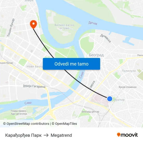 Карађорђев Парк to Megatrend map