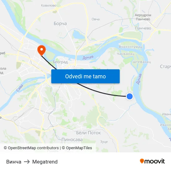 Винча to Megatrend map