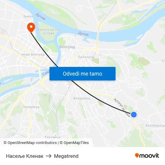 Насеље Кленак to Megatrend map