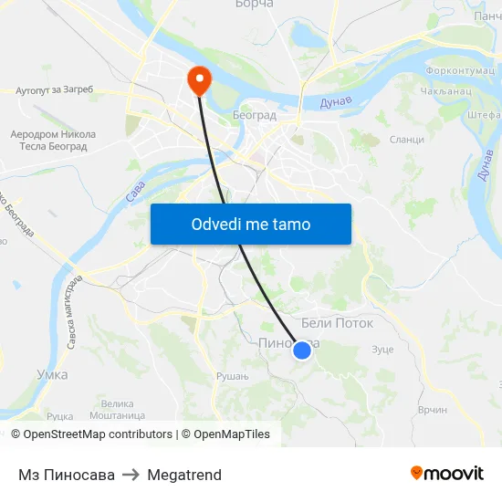 Мз Пиносава to Megatrend map