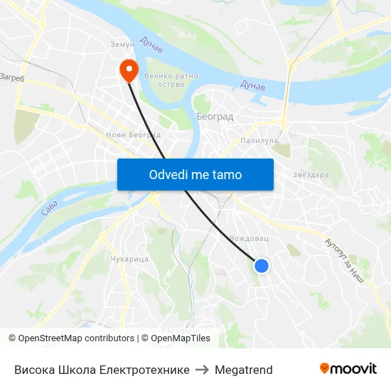 Висока Школа Електротехнике to Megatrend map