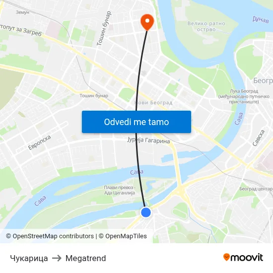 Чукарица to Megatrend map