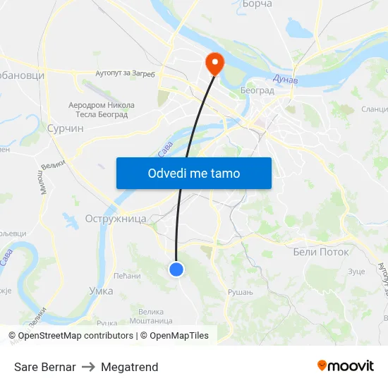 Sare Bernar to Megatrend map