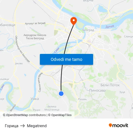 Горица to Megatrend map