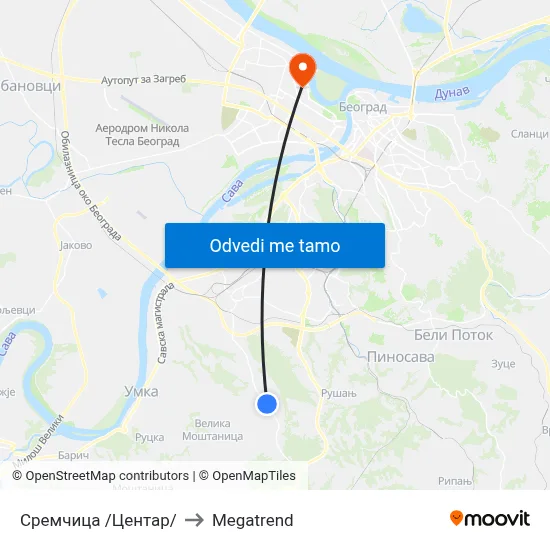 Сремчица /Центар/ to Megatrend map