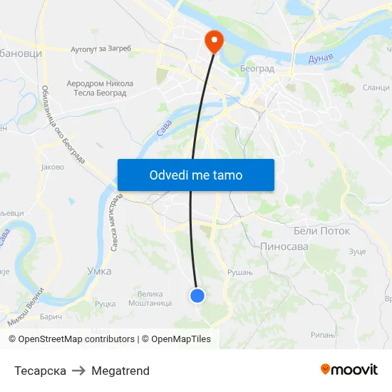 Тесарска to Megatrend map