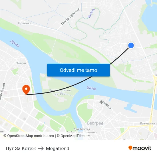 Пут За Котеж to Megatrend map