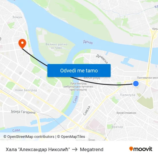Хала "Александар Николић" to Megatrend map