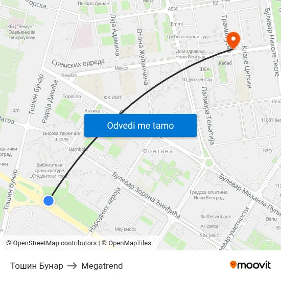 Тошин Бунар to Megatrend map