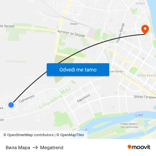Вила Мара to Megatrend map