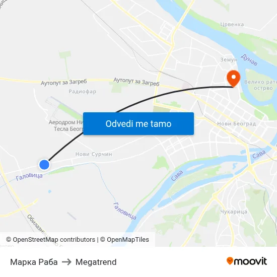 Марка Раба to Megatrend map