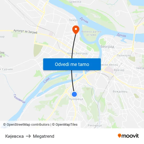 Кијевска to Megatrend map