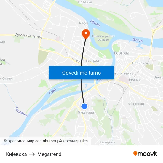 Кијевска to Megatrend map