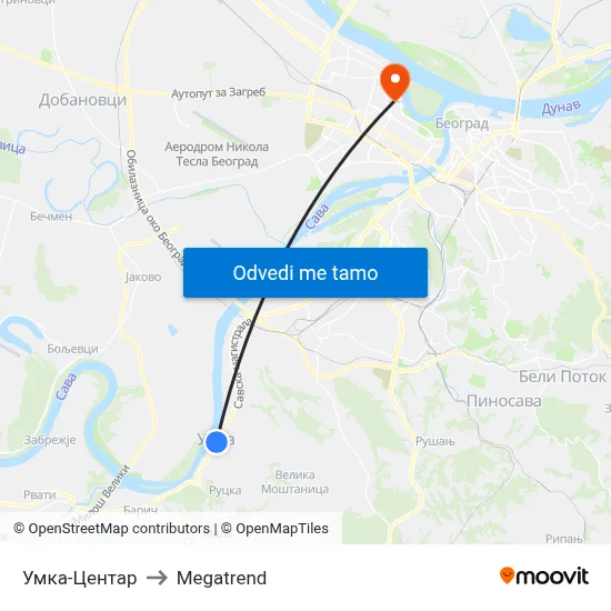 Умка-Центар to Megatrend map